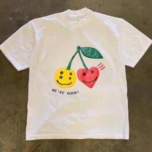 Gildan Men White T-Shirt, Cherry Graphic Tee